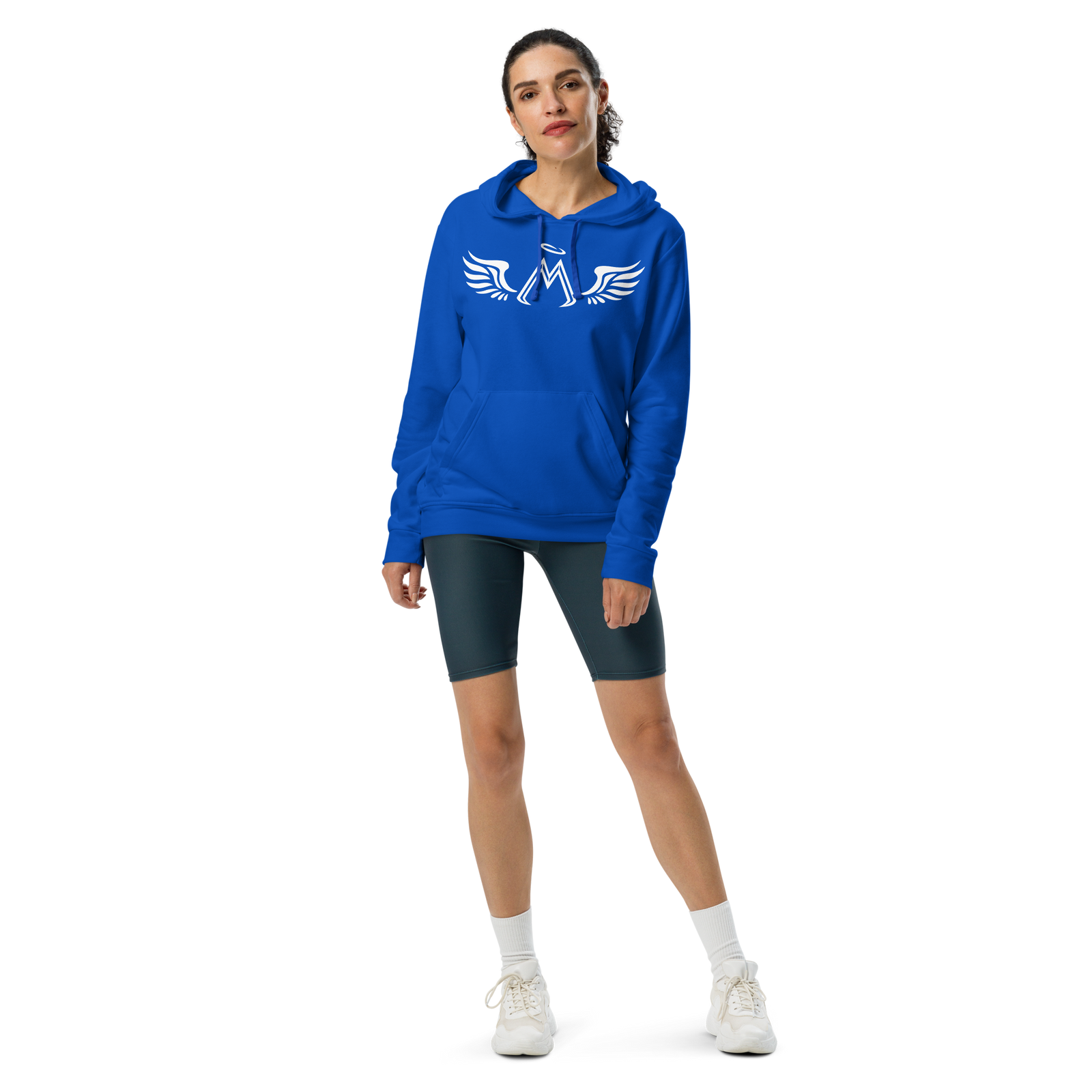 Blue Adidas Unisex Fleece Hoodie With White MM Iconic Logo
