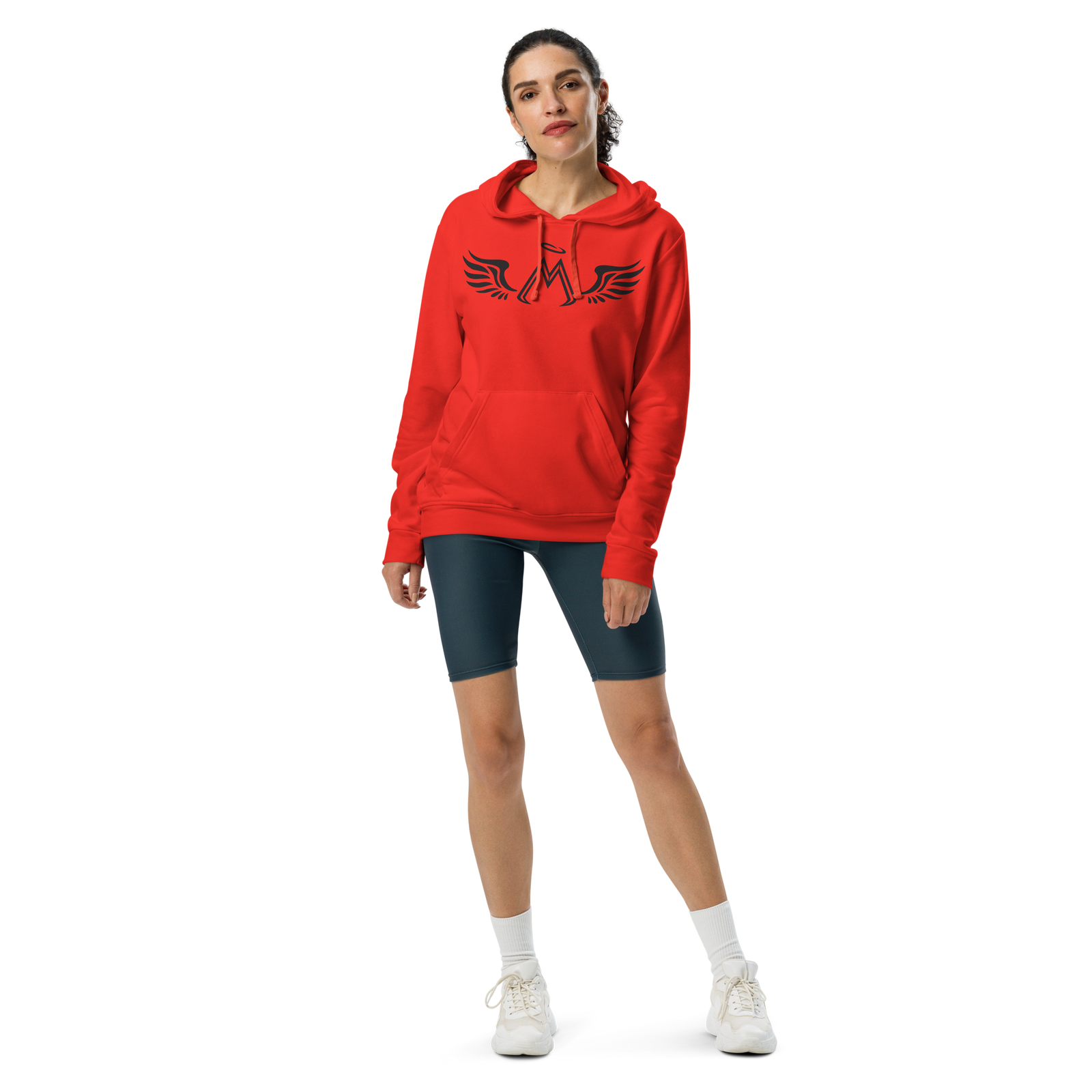 Red Adidas Unisex Fleece Hoodie With Black MM Iconic Logo