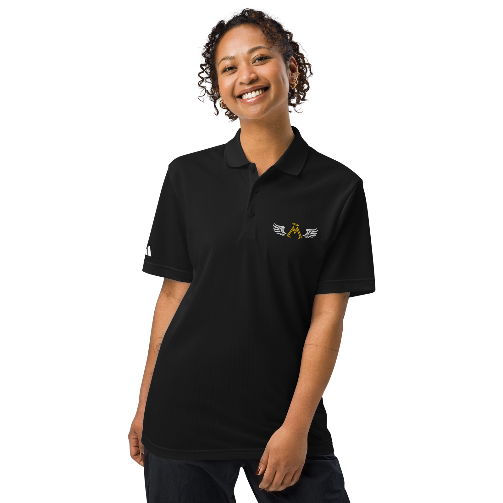 Black Adidas Unisex Sport Polo With Embroidered Classic MM Iconic Logo