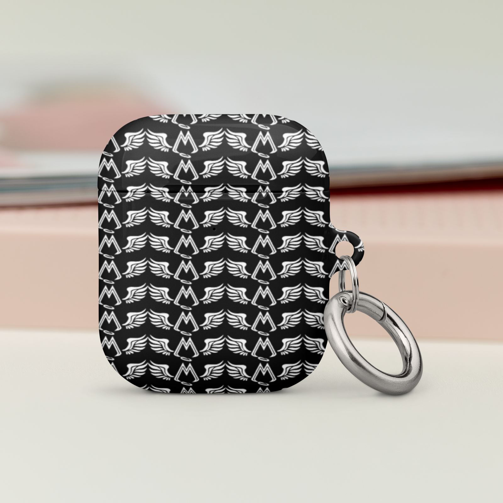 Black AirPods Cases With Duplicated White MM Iconic Logo