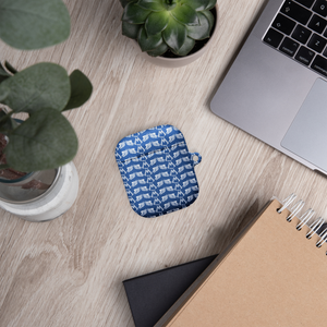 Blue AirPods Cases With Duplicated White MM Iconic Logo