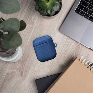 Blue AirPods Cases With Duplicated Black MM Iconic Logo