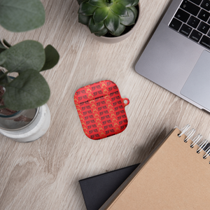 Red AirPods Cases With Duplicated Gold-Black MM Iconic Logo