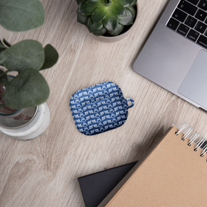 Blue AirPods Cases With Duplicated White MM Iconic Logo