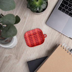 Red AirPods Cases With Duplicated Gold-Black MM Iconic Logo