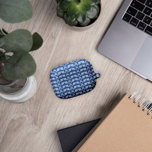 Blue AirPods Cases With Duplicated White MM Iconic Logo