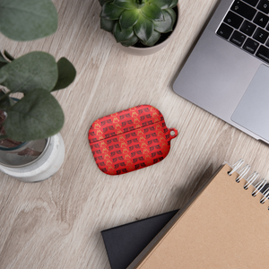 Red AirPods Cases With Duplicated Gold-Black MM Iconic Logo
