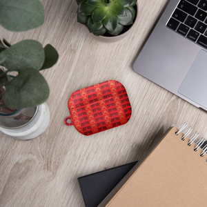 Red AirPods Cases With Duplicated Gold-Black MM Iconic Logo