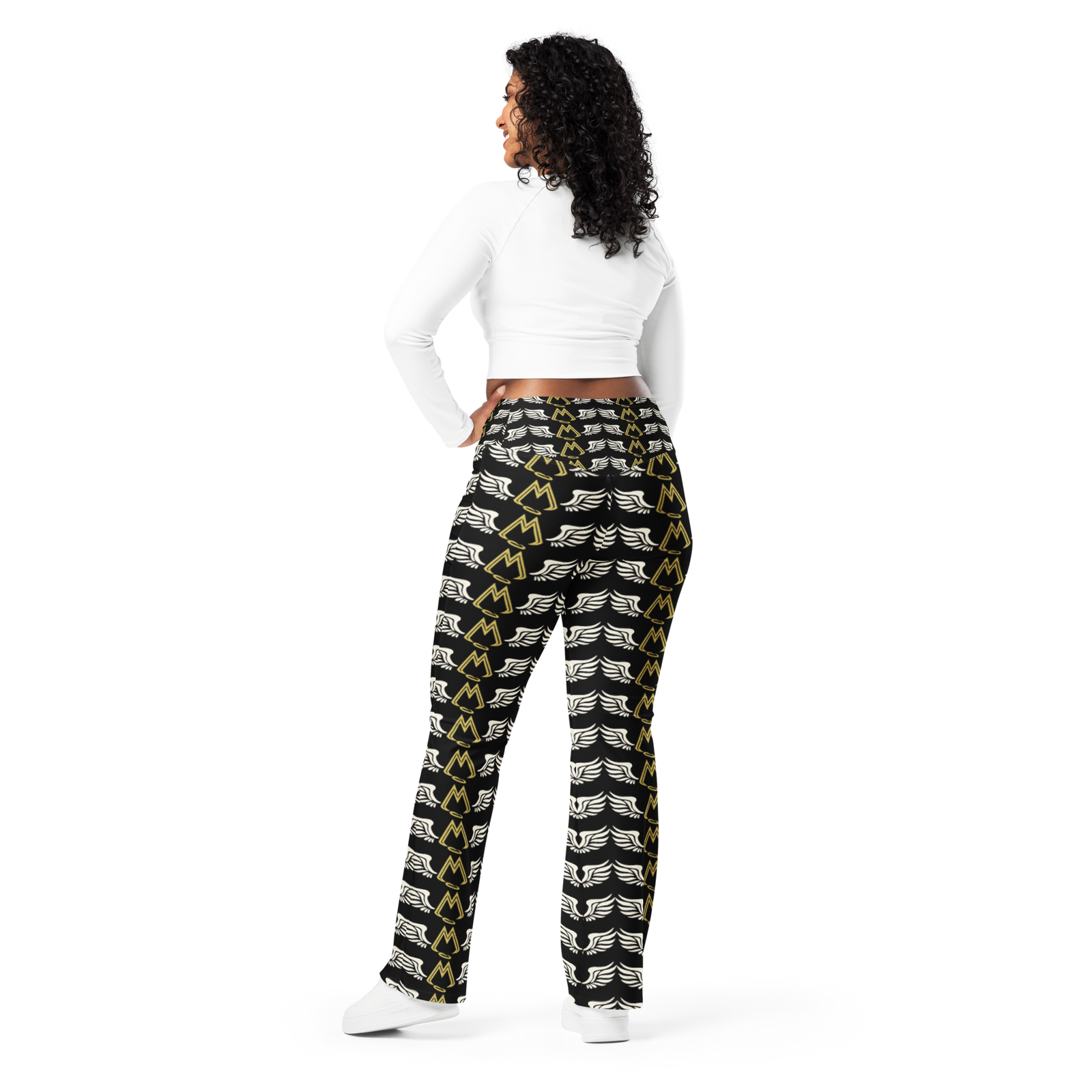 Black Flare Leggings With Duplicated Classic MM Iconic Logo