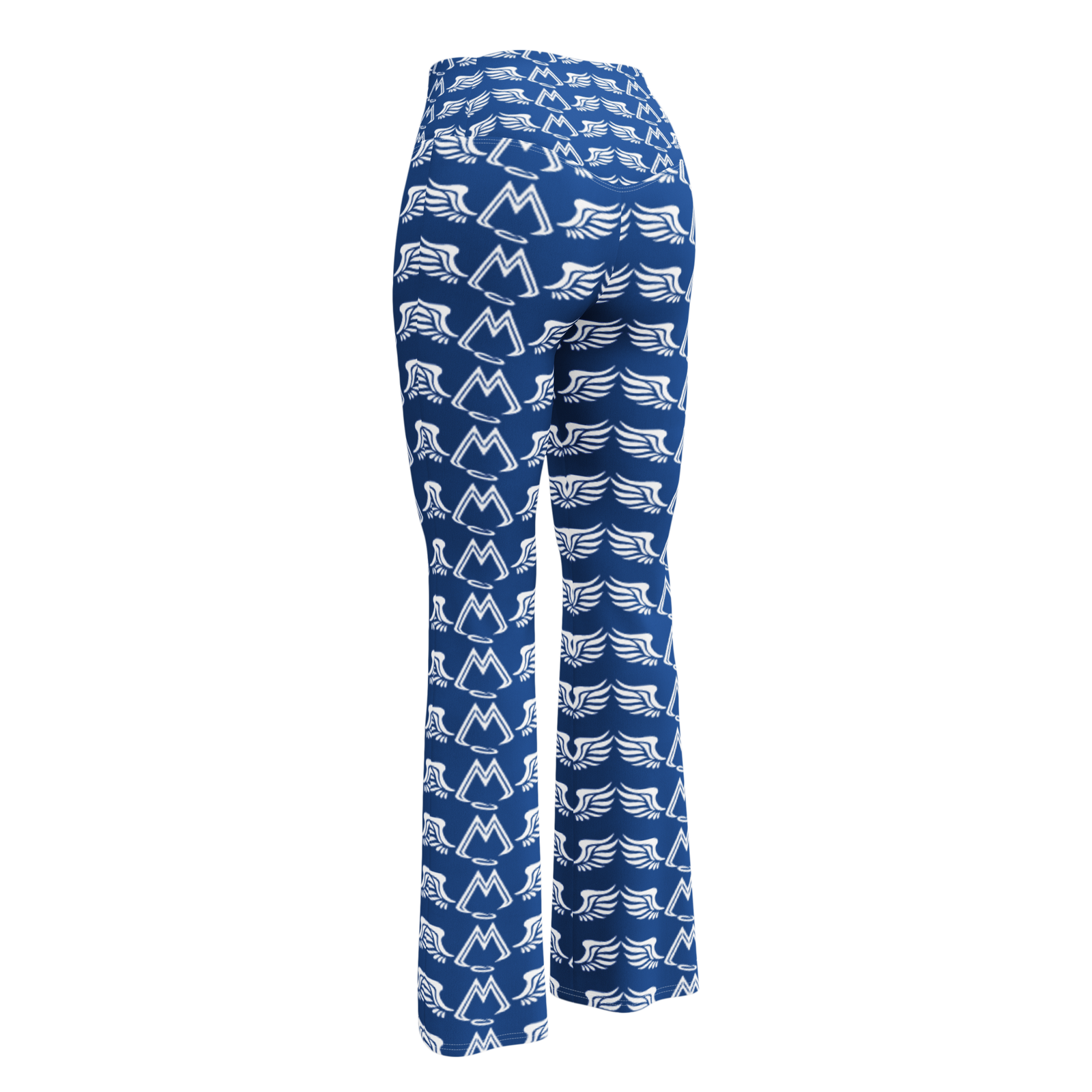 Blue Flare Leggings With Duplicated White MM Iconic Logo