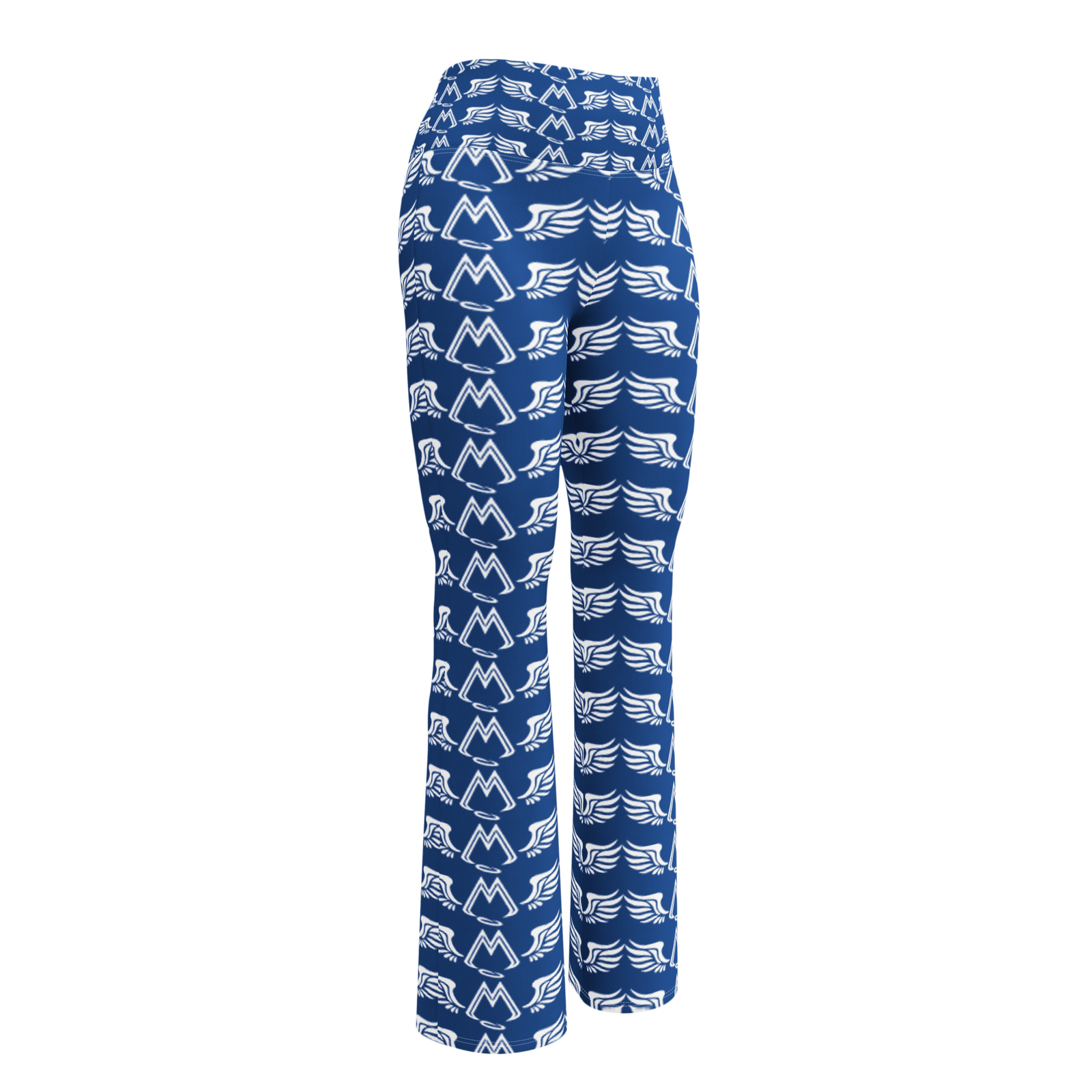 Blue Flare Leggings With Duplicated White MM Iconic Logo