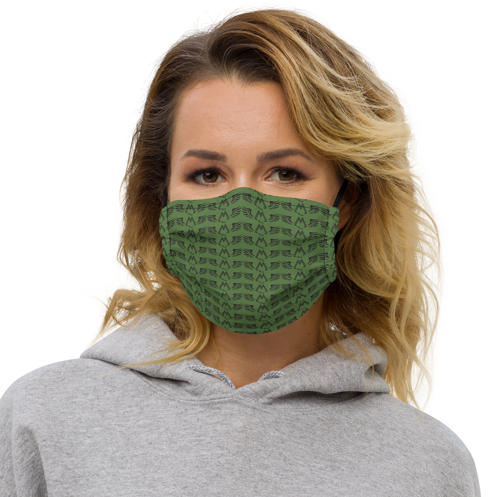 Army Green Premium Face Mask With Duplicated Black MM Iconic Logo