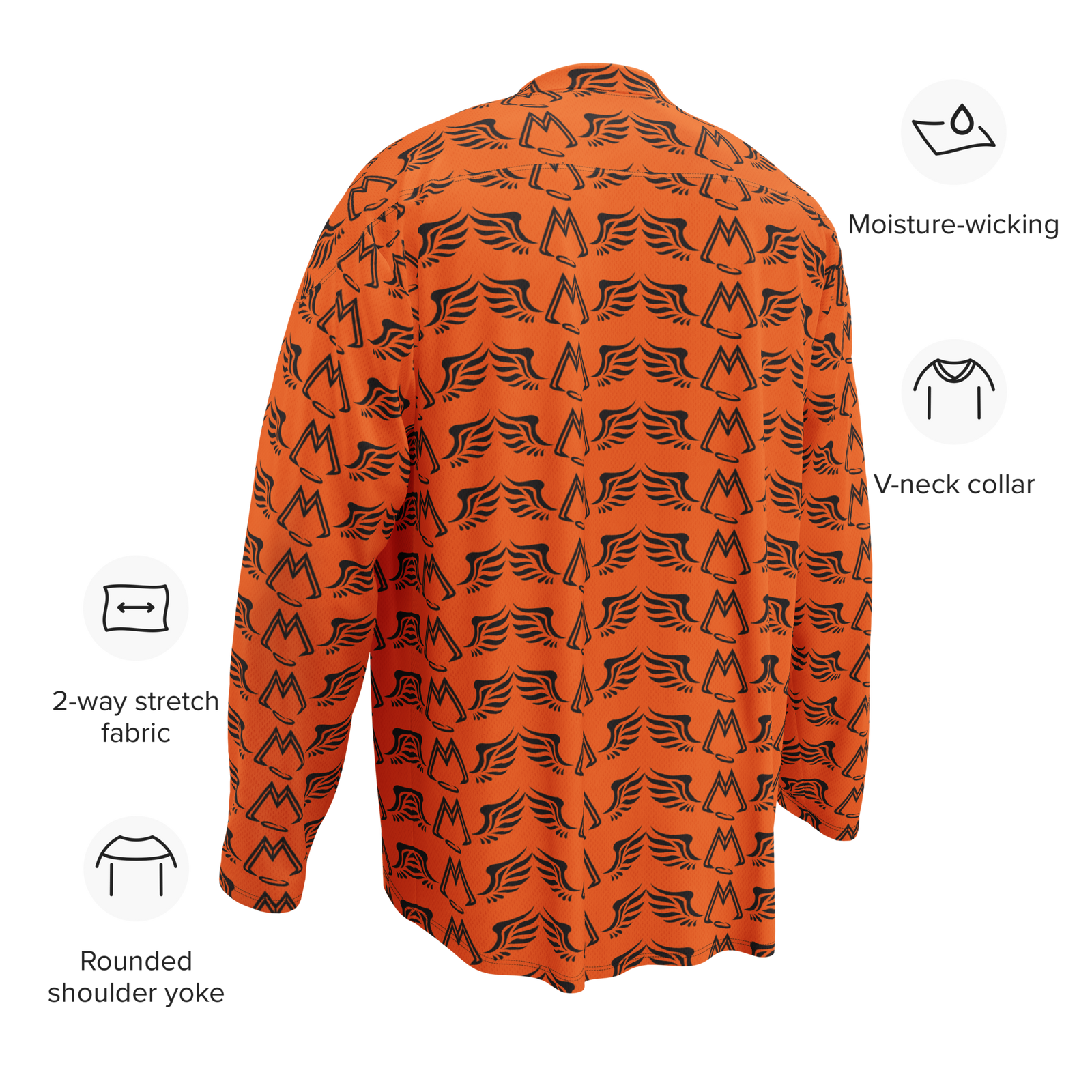 Orange Recycled Unisex Hockey Fan Jersey With Duplicated Black MM Iconic Logo