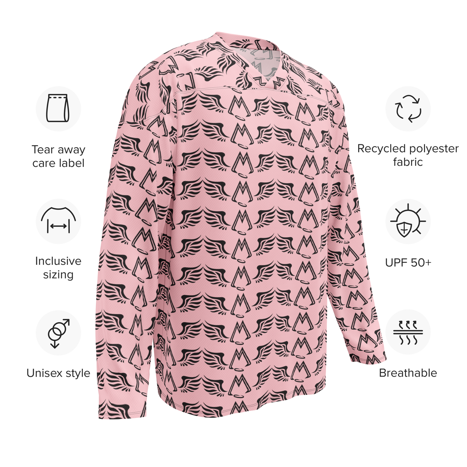 Pink Recycled Unisex Hockey Fan Jersey With Duplicated Black MM Iconic Logo
