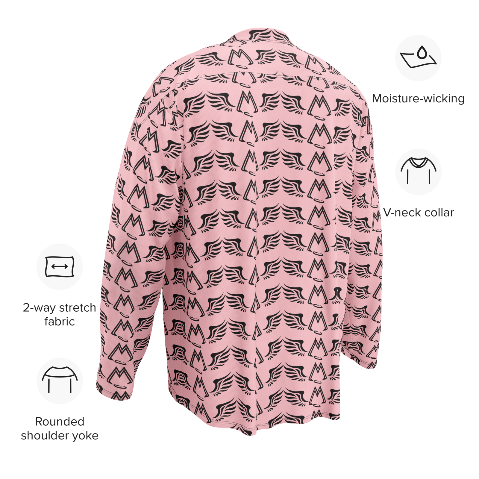 Pink Recycled Unisex Hockey Fan Jersey With Duplicated Black MM Iconic Logo