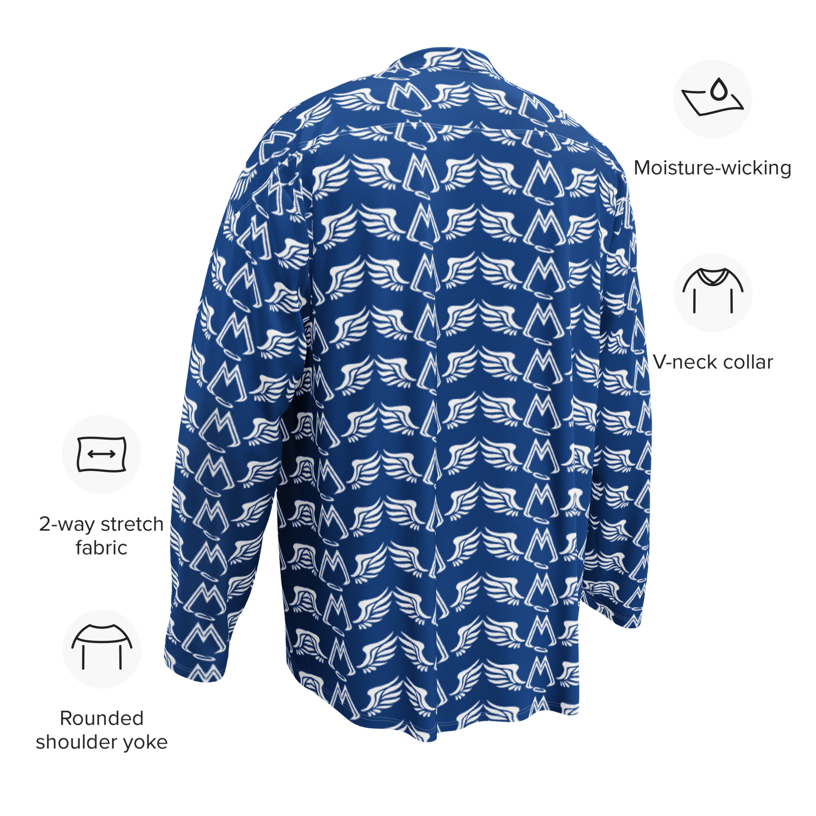 Blue Recycled Unisex Hockey Fan Jersey With Duplicated White MM Iconic Logo