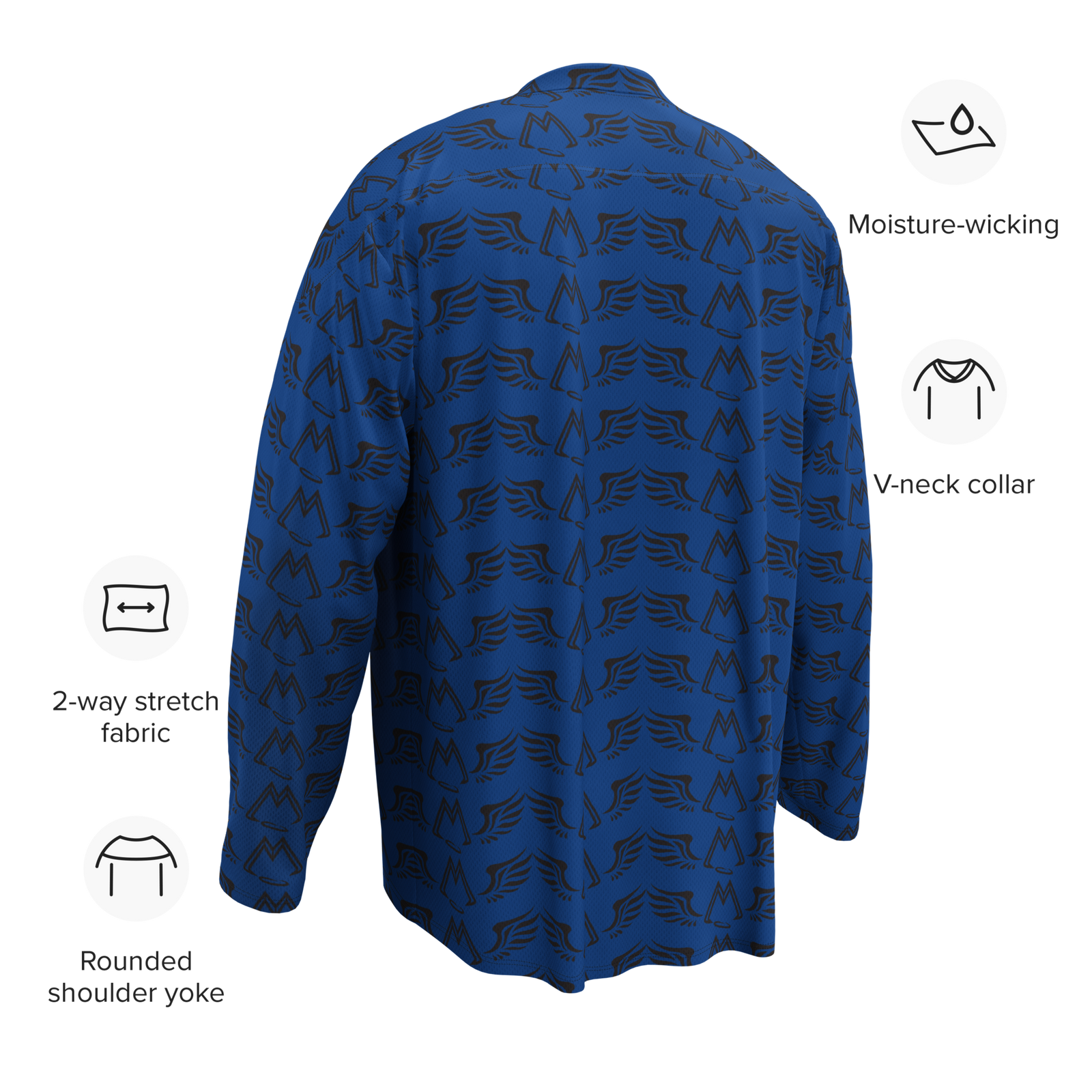 Blue Recycled Unisex Hockey Fan Jersey With Duplicated Black MM Iconic Logo
