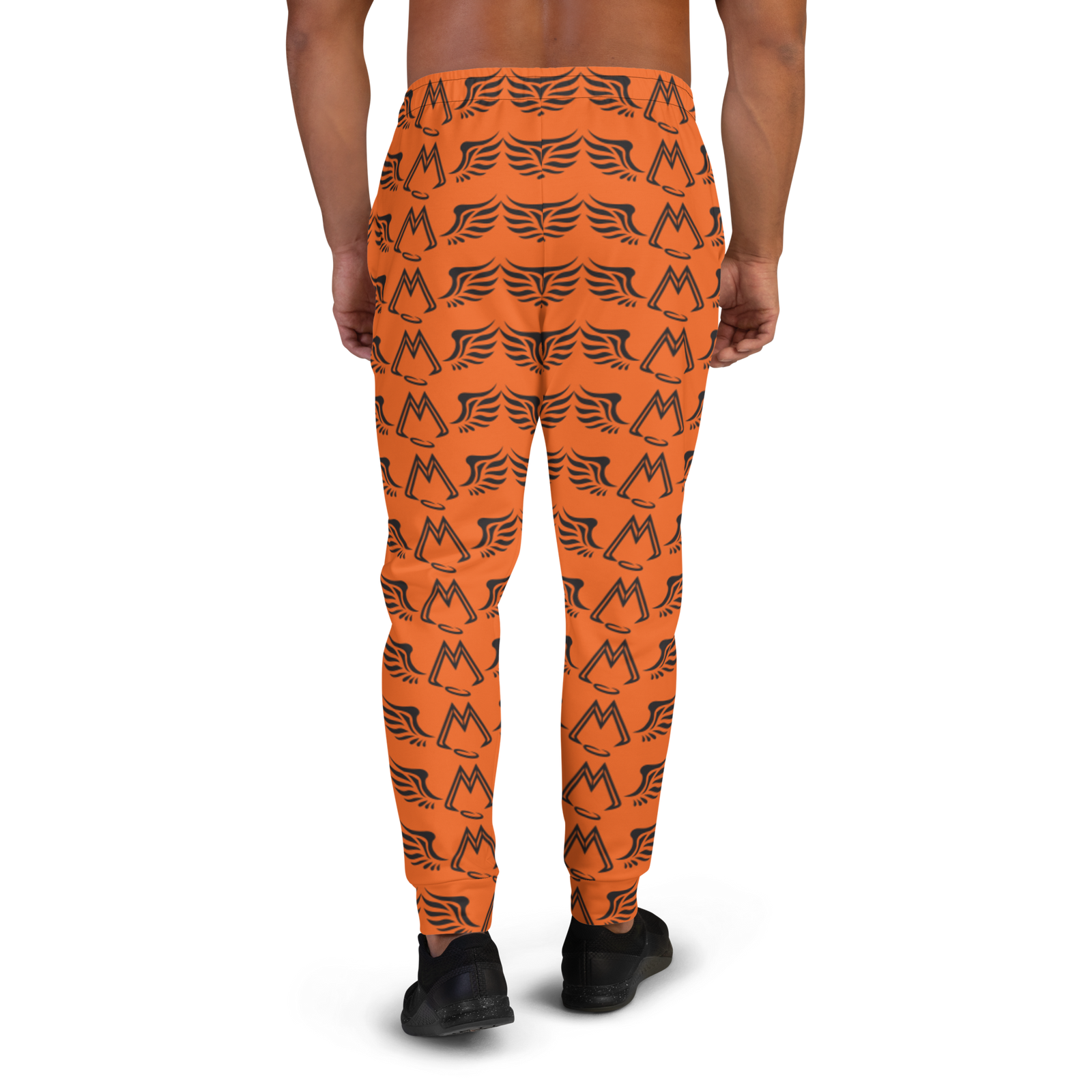 Orange Men's Joggers With Duplicated Black MM Iconic Logo