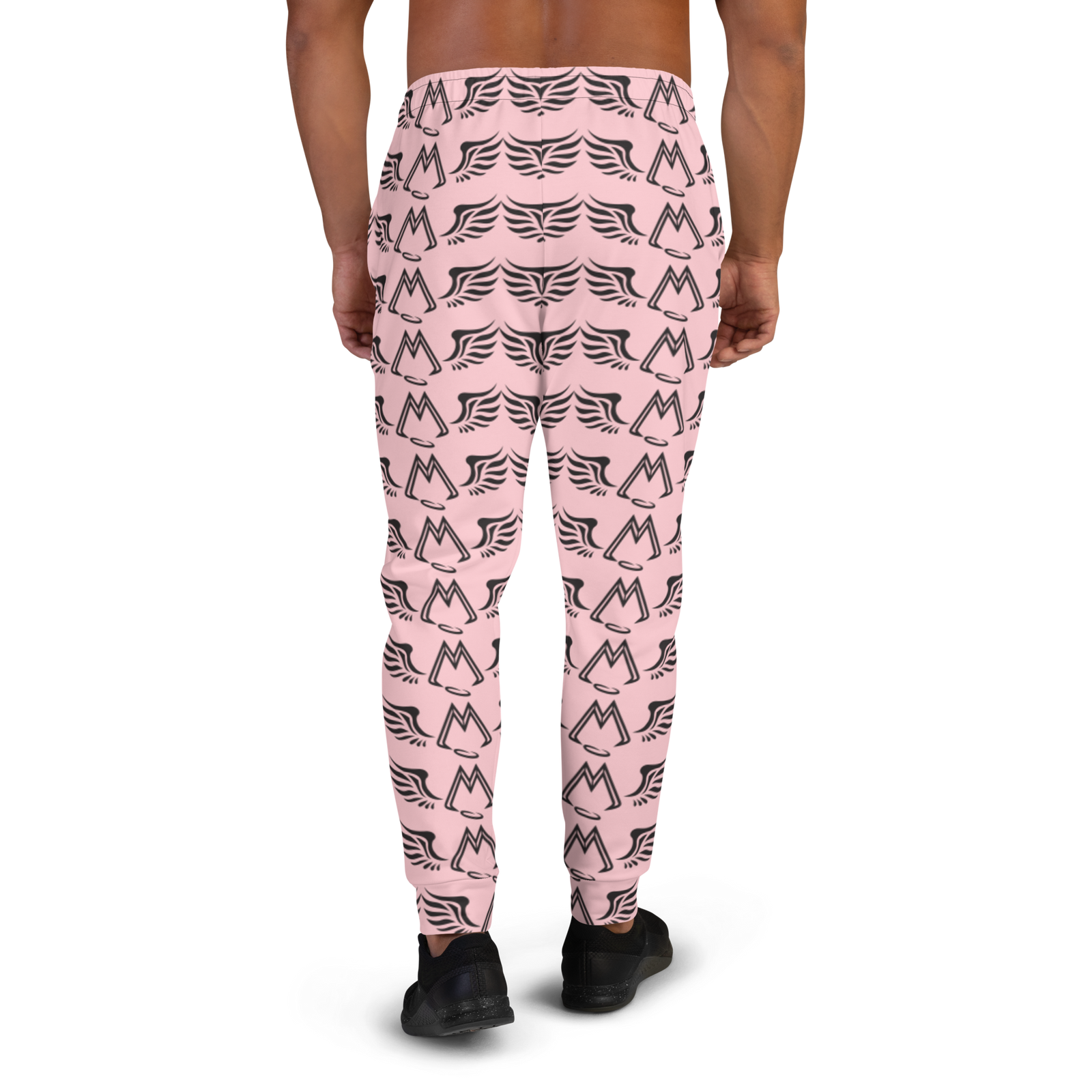 Pink Men's Joggers With Duplicated Black MM Iconic Logo
