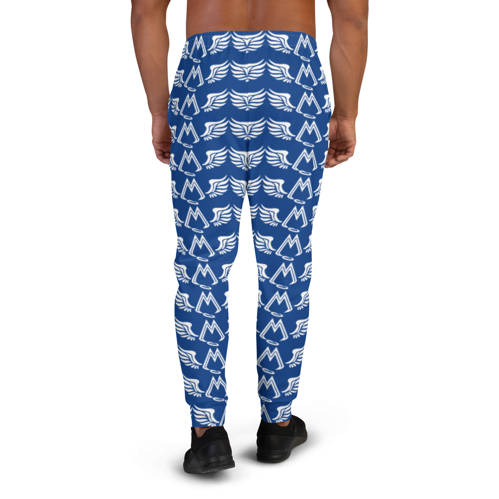 Blue Men's Joggers With Duplicated White MM Iconic Logo