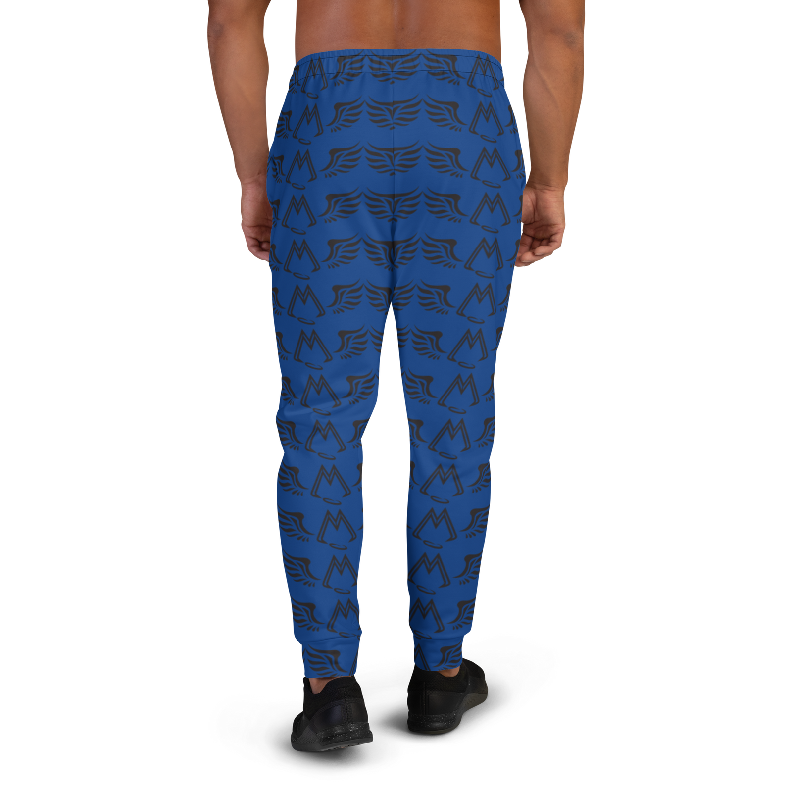 Blue Men's Joggers With Duplicated Black MM Iconic Logo