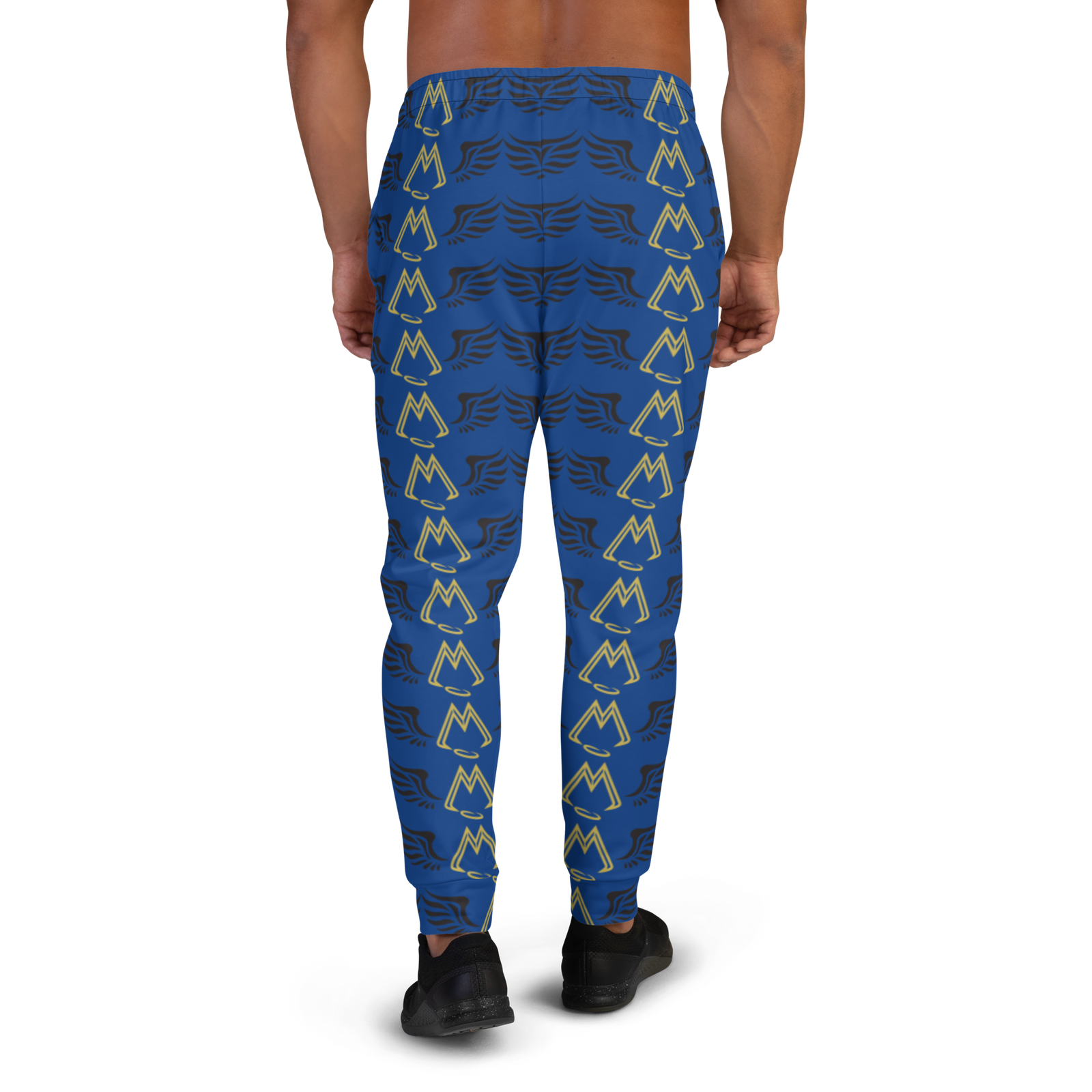 Blue Men's Joggers With Duplicated Gold-Black MM Iconic Logo