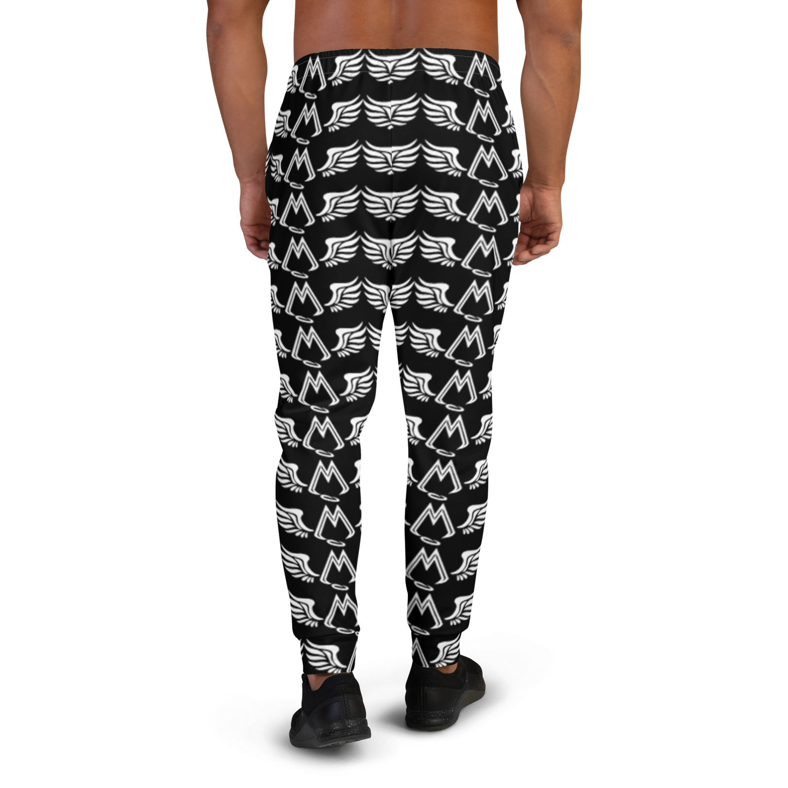 Black Men's Joggers With Duplicated White MM Iconic Logo