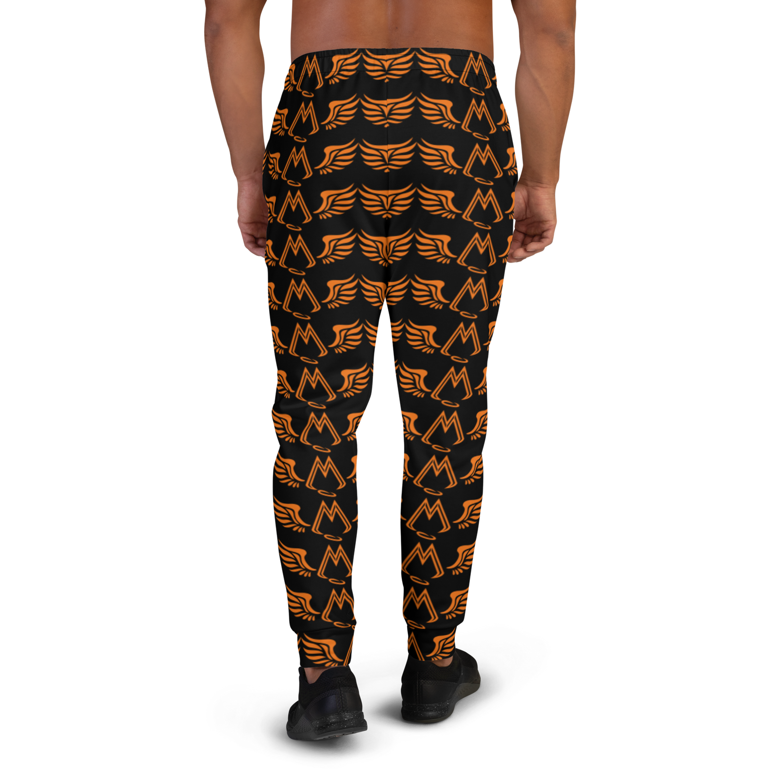 Black Men's Joggers With Duplicated Orange MM Iconic Logo