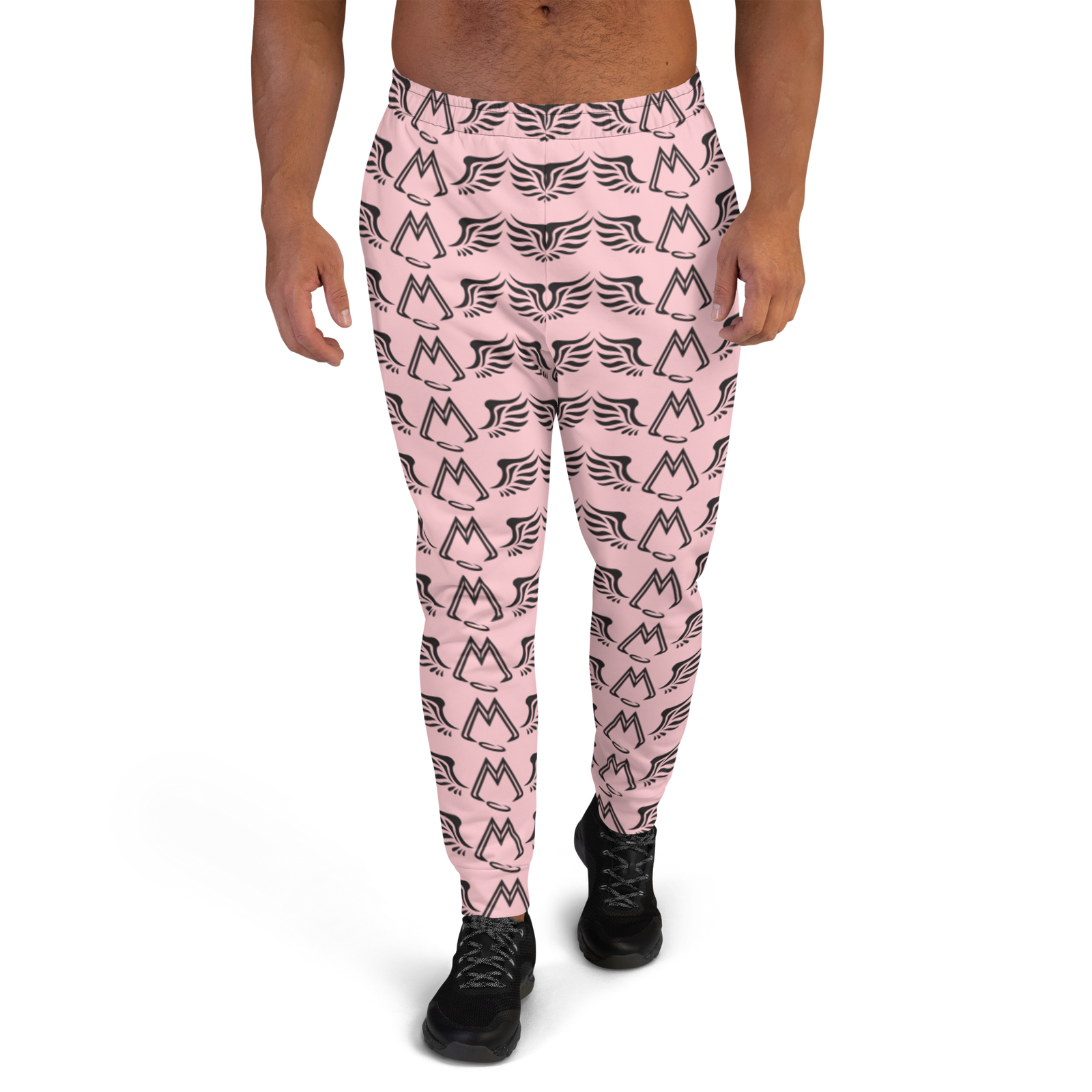Pink Men's Joggers With Duplicated Black MM Iconic Logo