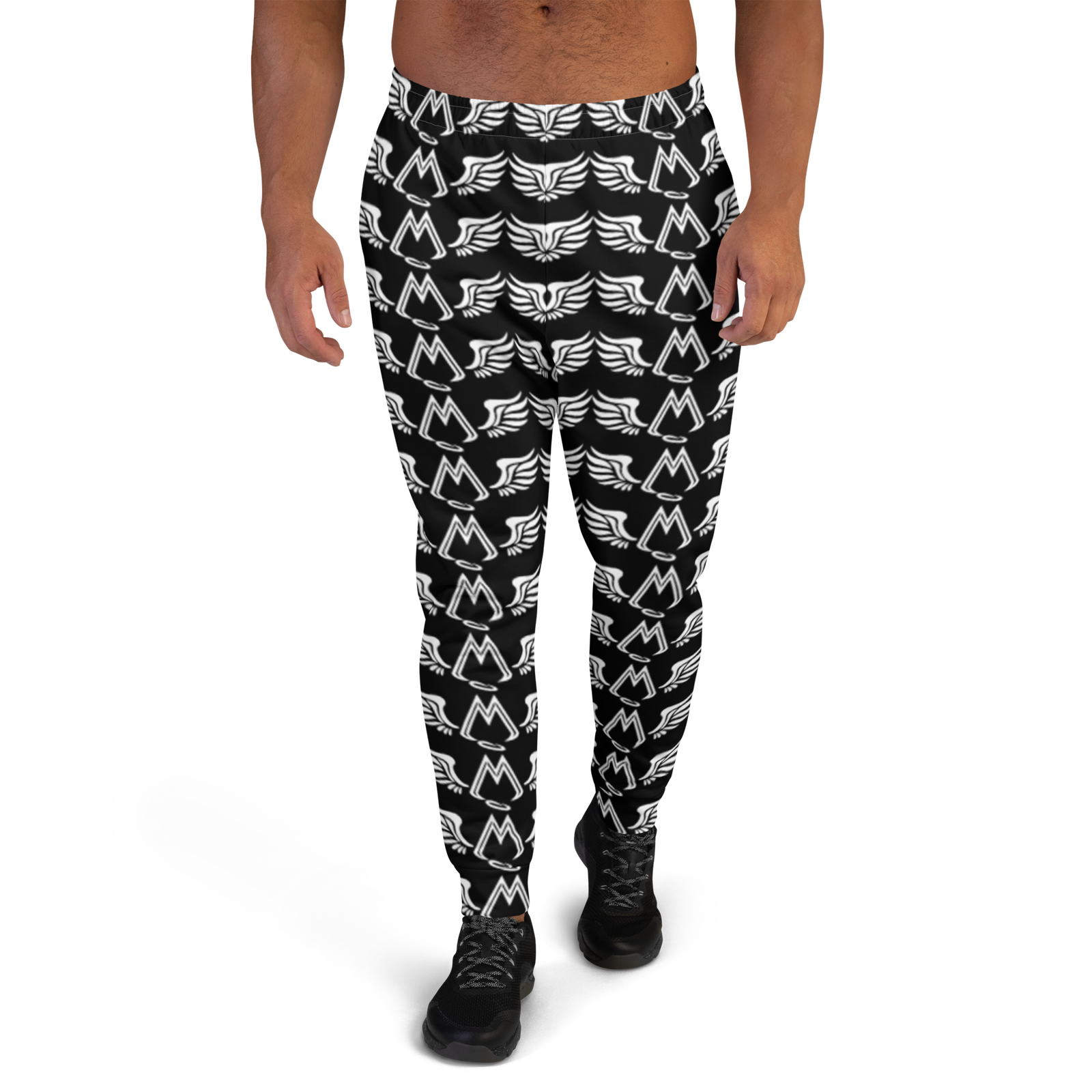 Black Men's Joggers With Duplicated White MM Iconic Logo