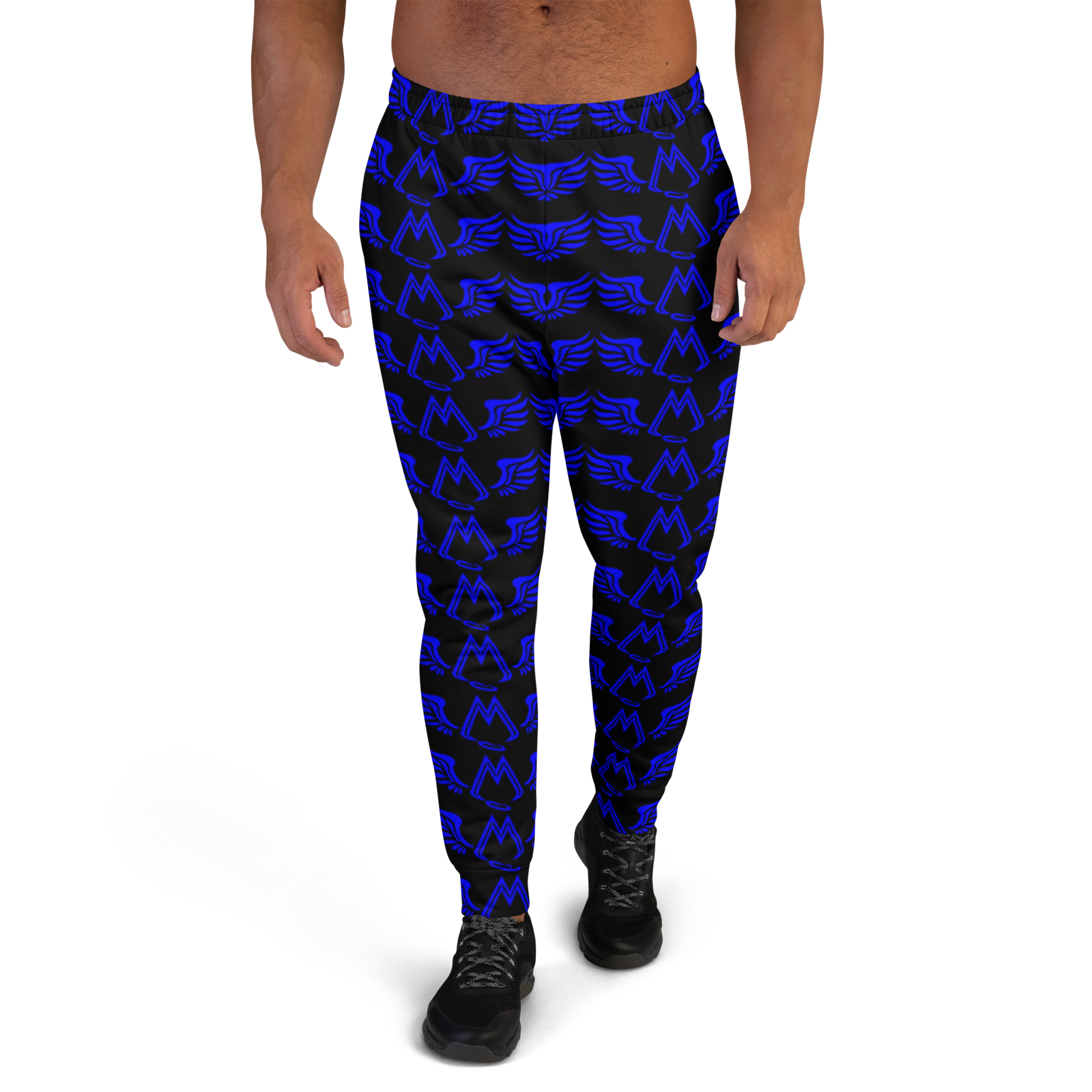 Black Men's Joggers With Duplicated Blue MM Iconic Logo
