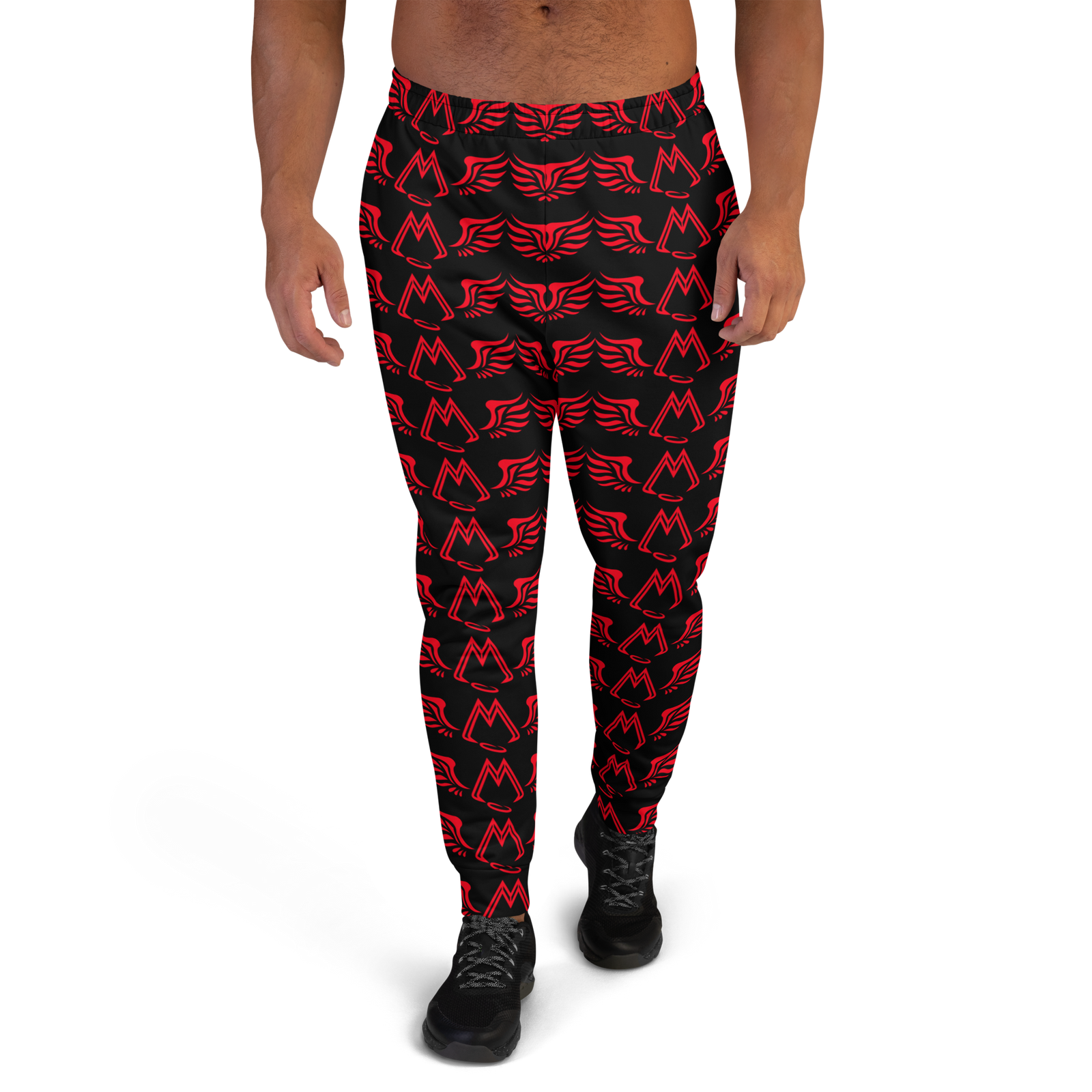 Black Men's Joggers With Duplicated Red MM Iconic Logo