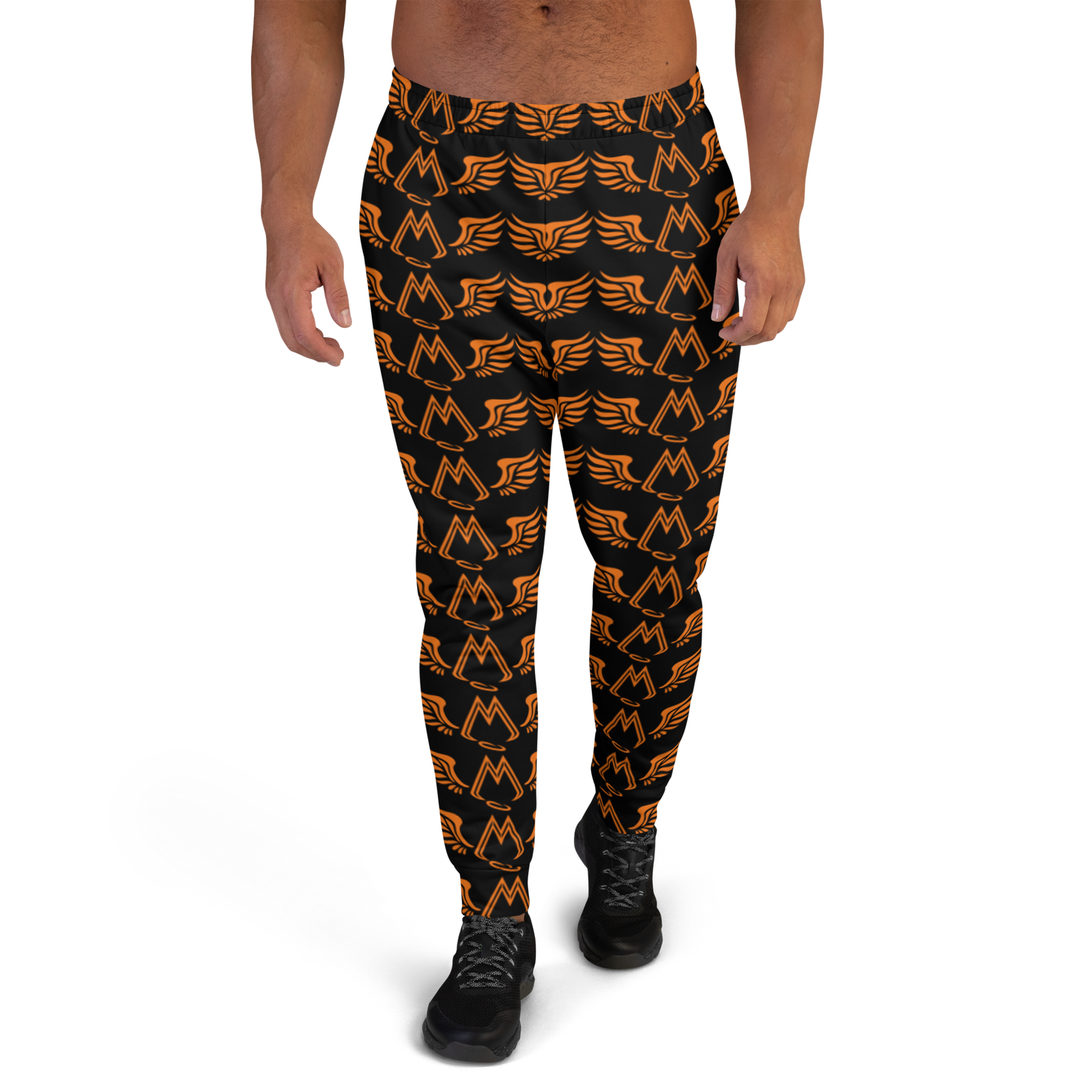 Black Men's Joggers With Duplicated Orange MM Iconic Logo