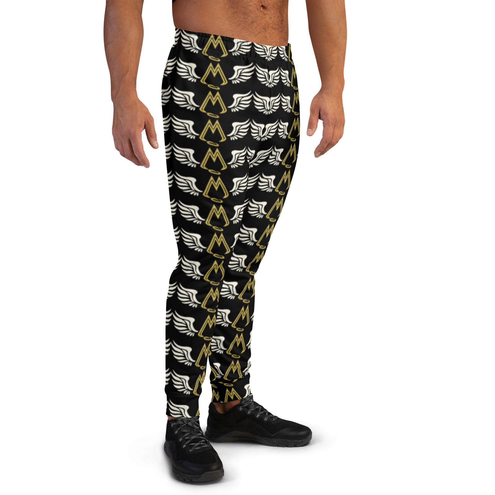 Black Men's Joggers With Duplicated Classic MM Iconic Logo