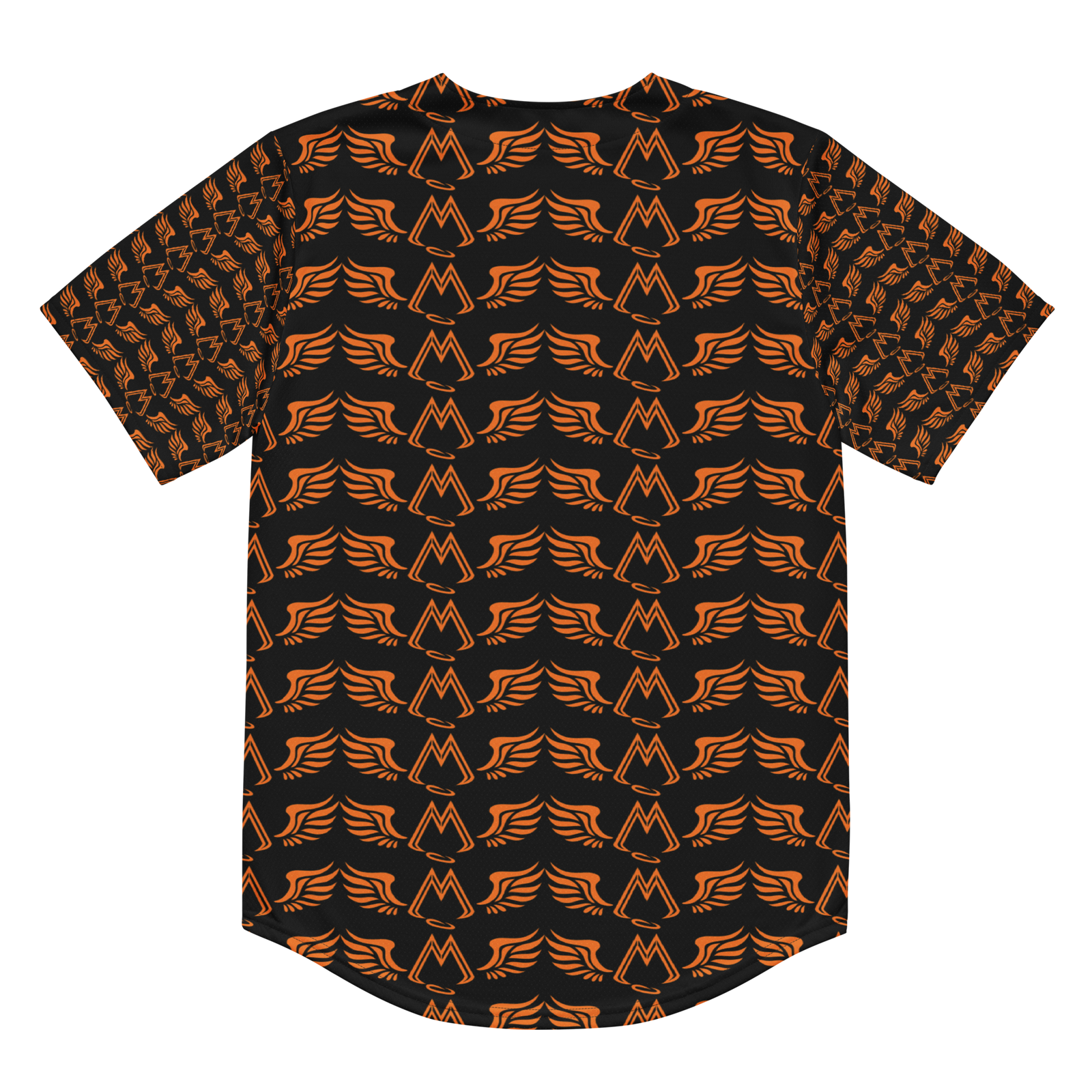 Black Unisex Recycled Baseball Jersey With Duplicated Orange MM Iconic Logo