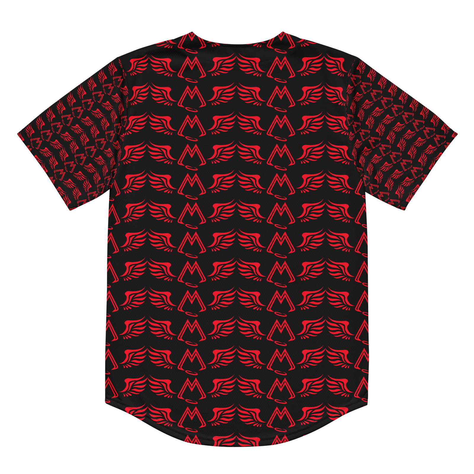 Black Unisex Recycled Baseball Jersey With Duplicated Red MM Iconic Logo
