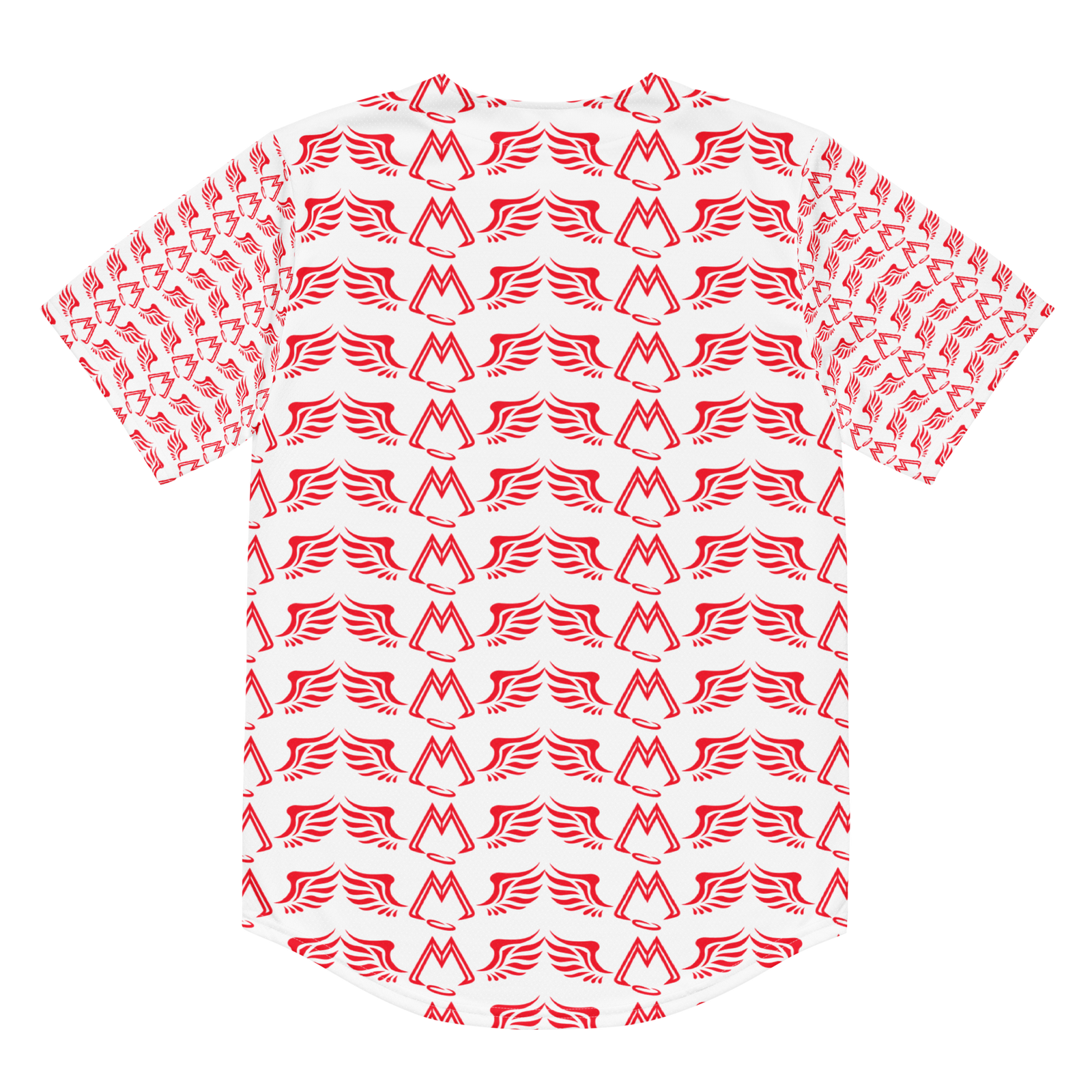White Unisex Recycled Baseball Jersey With Duplicated Red MM Iconic Logo