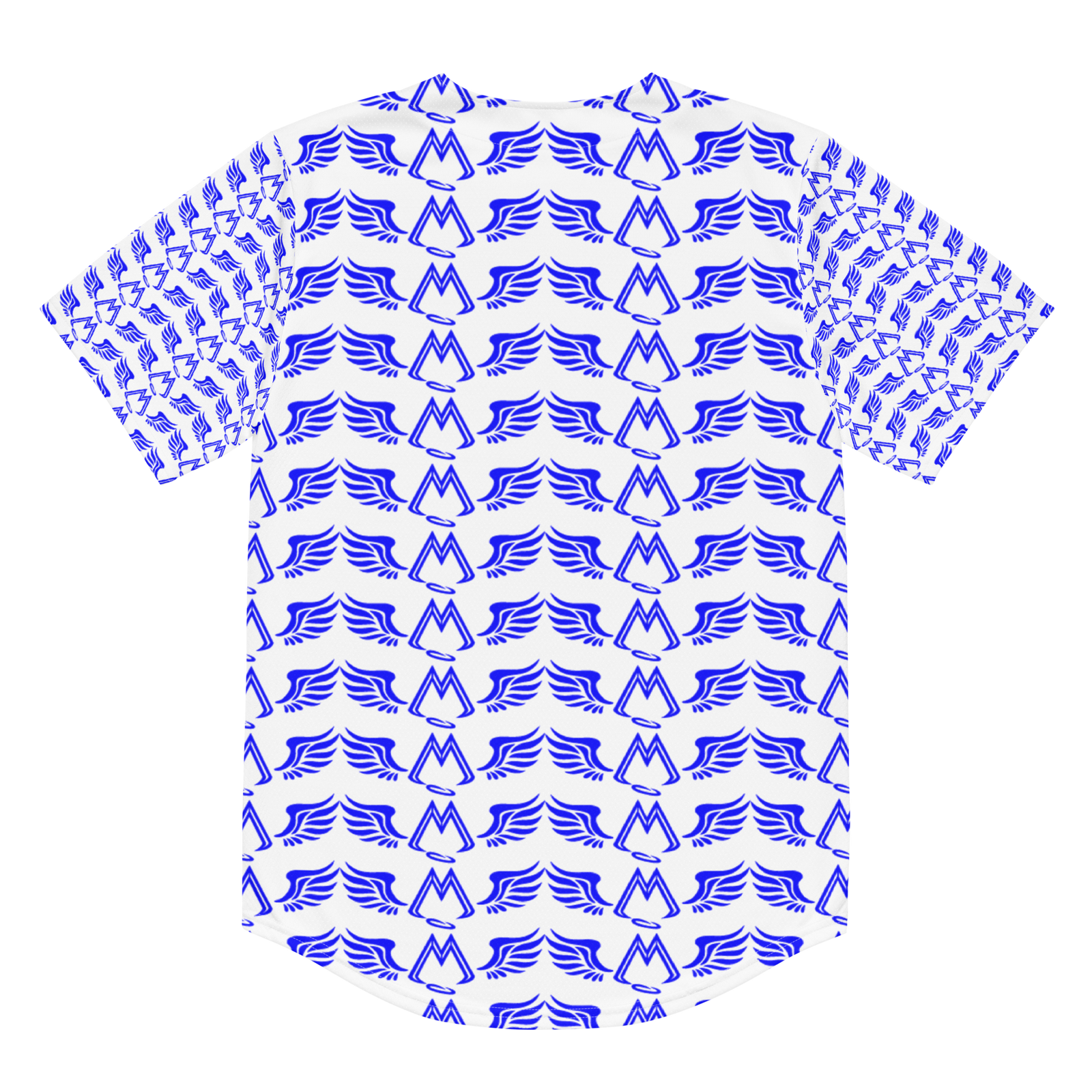 White Unisex Recycled Baseball Jersey With Duplicated Blue MM Iconic Logo