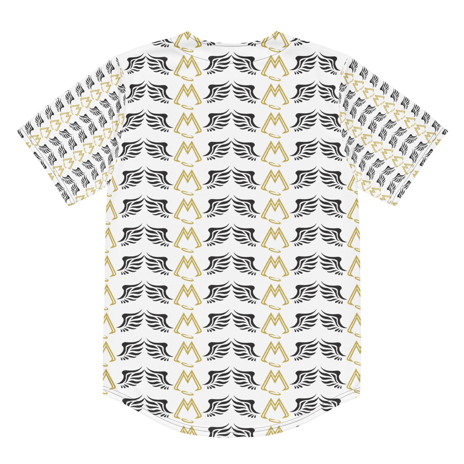 White Unisex Recycled Baseball Jersey With Duplicated Gold-Black MM Iconic Logo