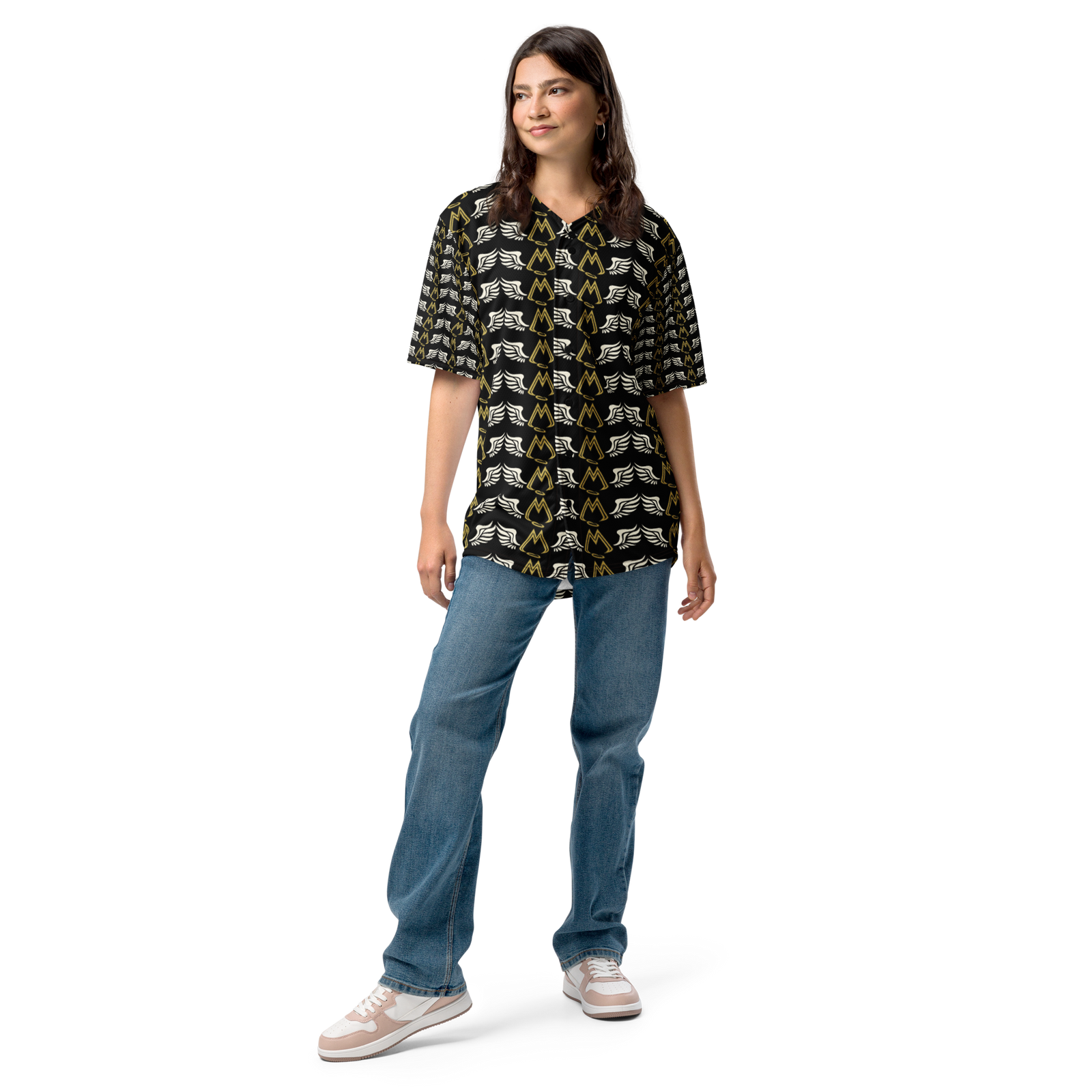 Black Unisex Recycled Baseball Jersey With Duplicated Classic MM Iconic Logo