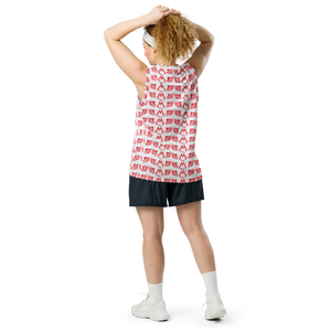 White Recycled Unisex Basketball Jersey With Duplicated Red MM Iconic Logo