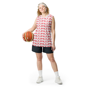 White Recycled Unisex Basketball Jersey With Duplicated Red MM Iconic Logo