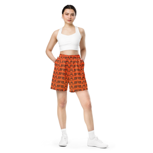 Orange Unisex Mesh Shorts With Duplicated Black MM Iconic Logo