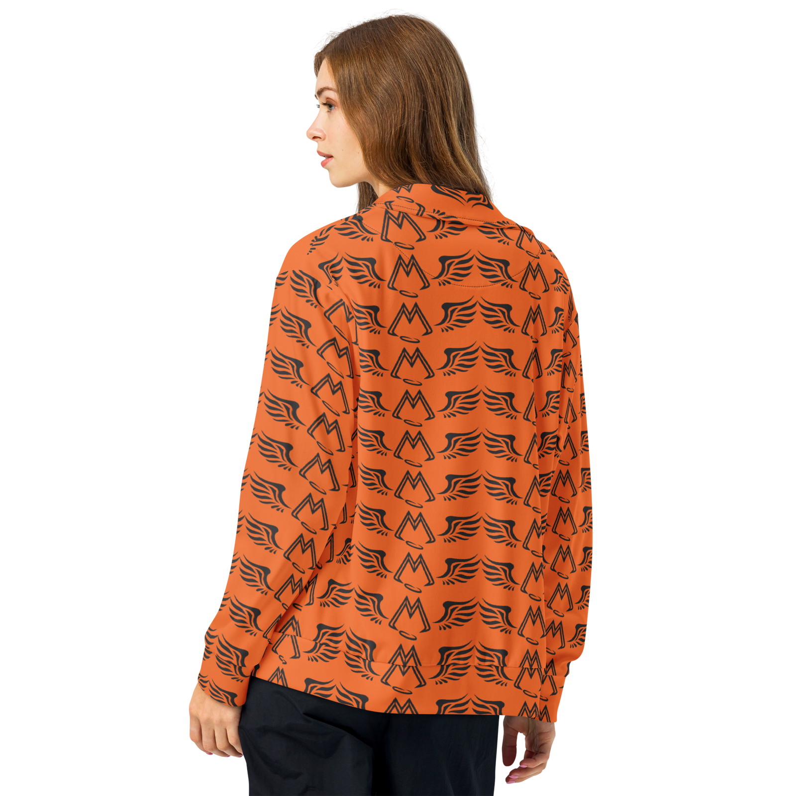 Orange Unisex Track Jacket With Duplicated Black MM Iconic Logo