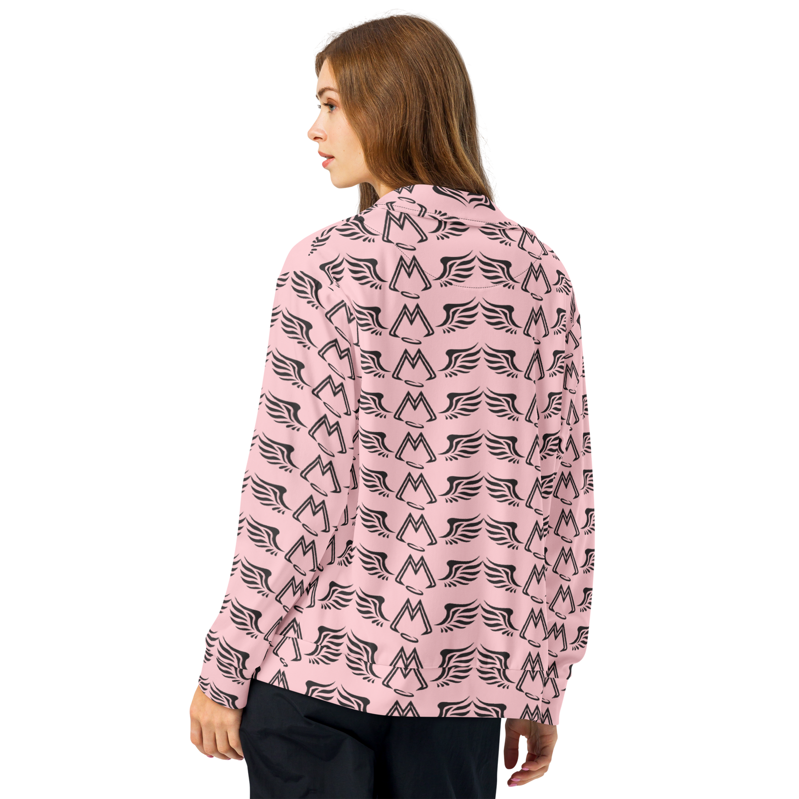 Pink Unisex Track Jacket With Duplicated Black MM Iconic Logo