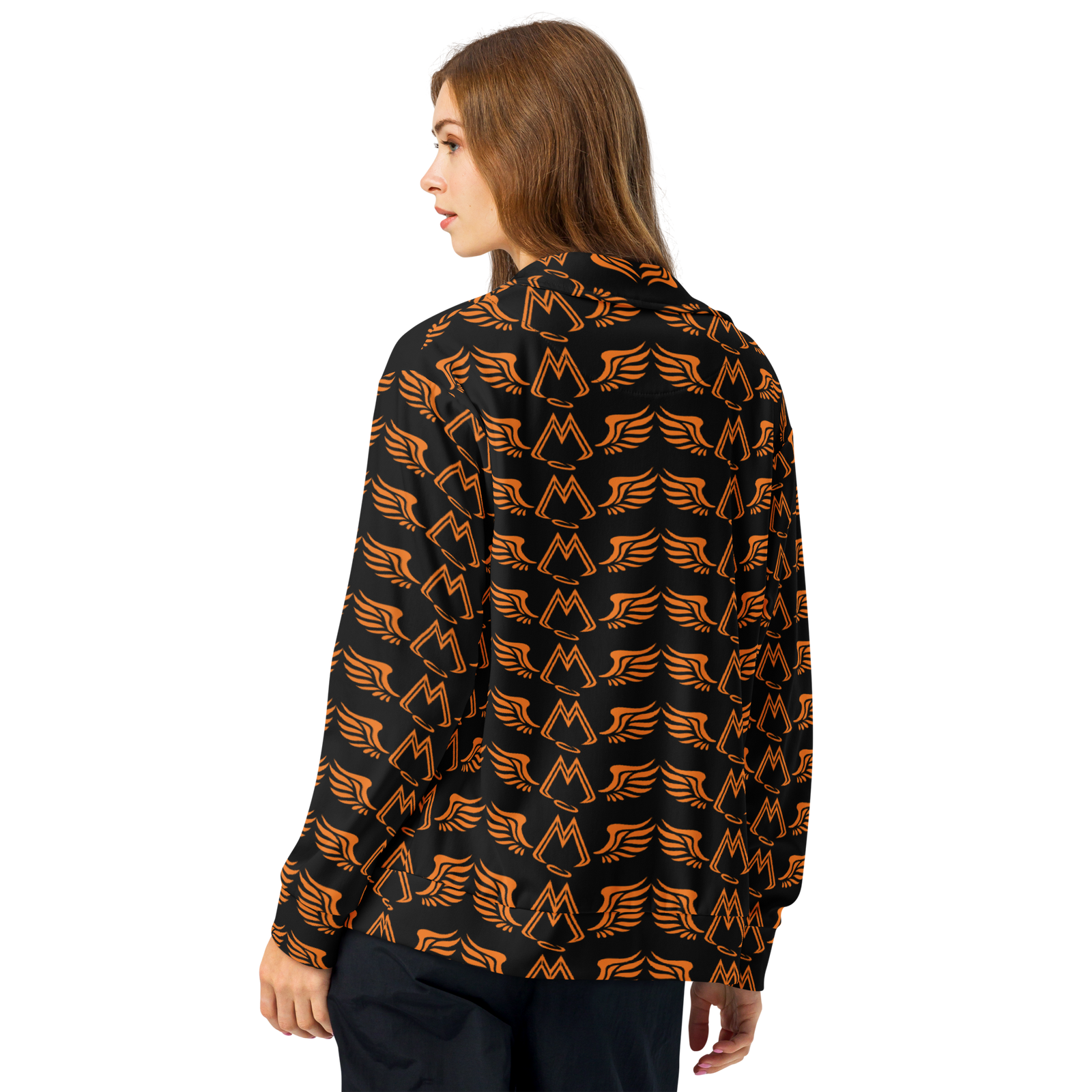 Black Unisex Track Jacket With Duplicated Orange MM Iconic Logo