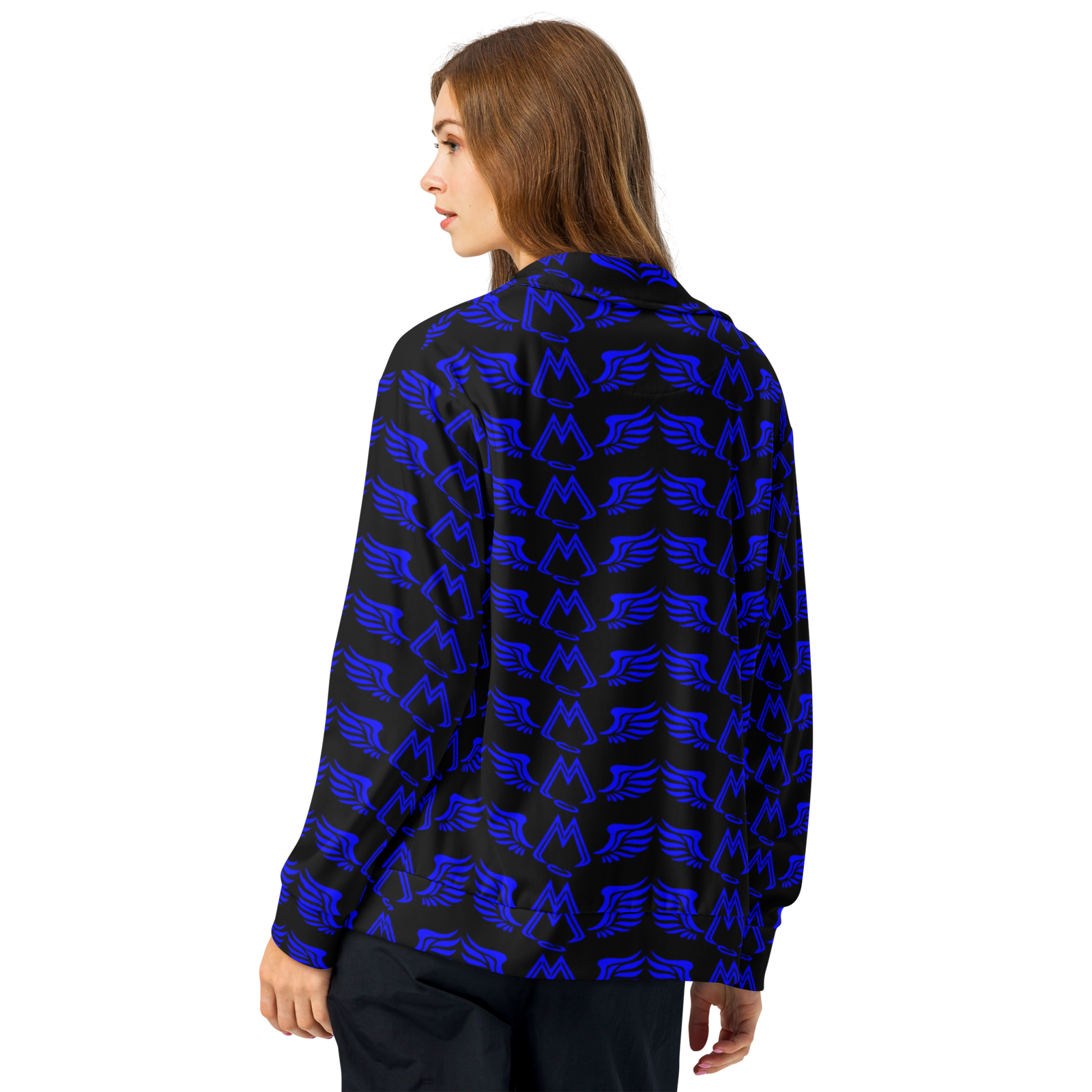 Black Unisex Track Jacket With Duplicated Blue MM Iconic Logo