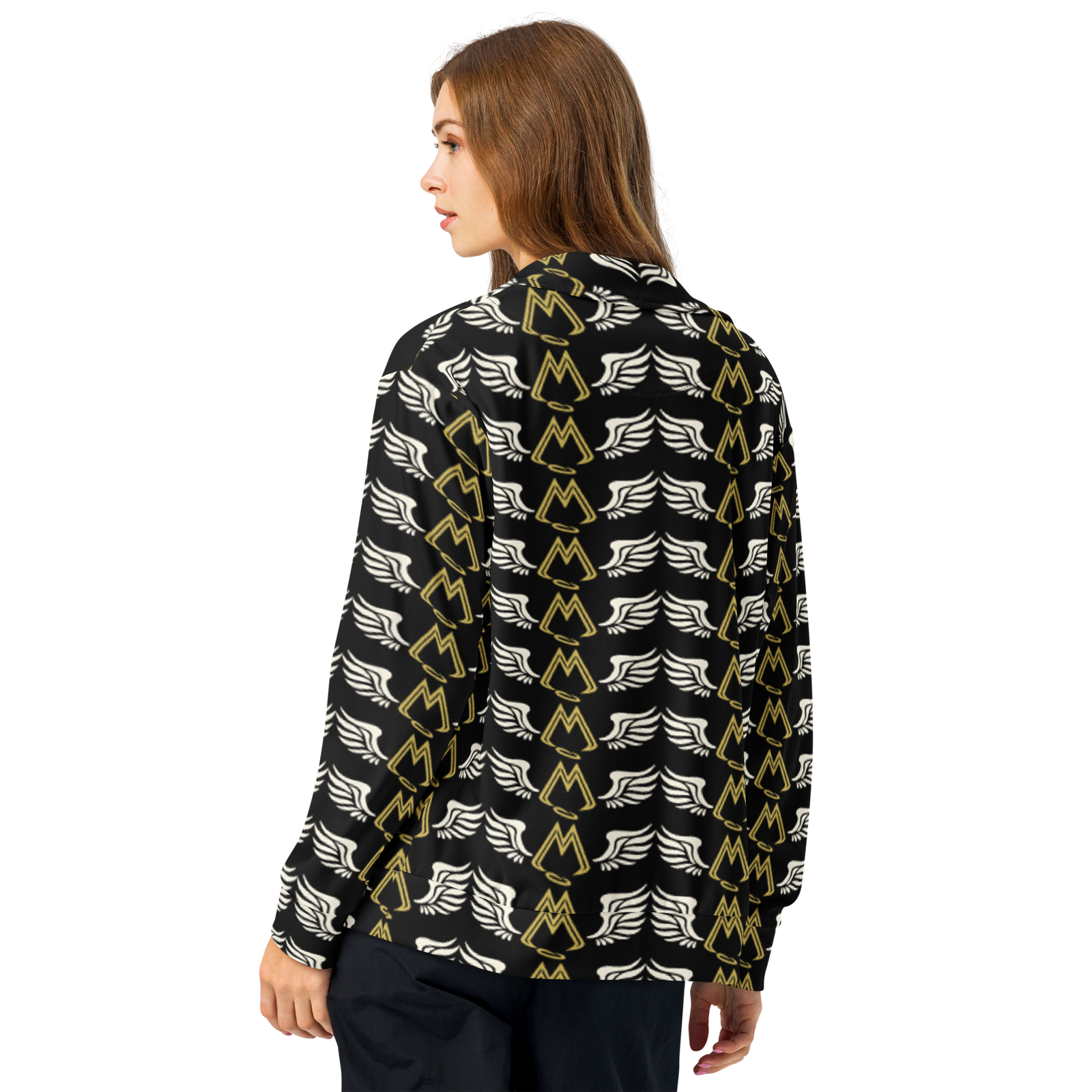 Black Unisex Track Jacket With Duplicated Classic MM Iconic Logo
