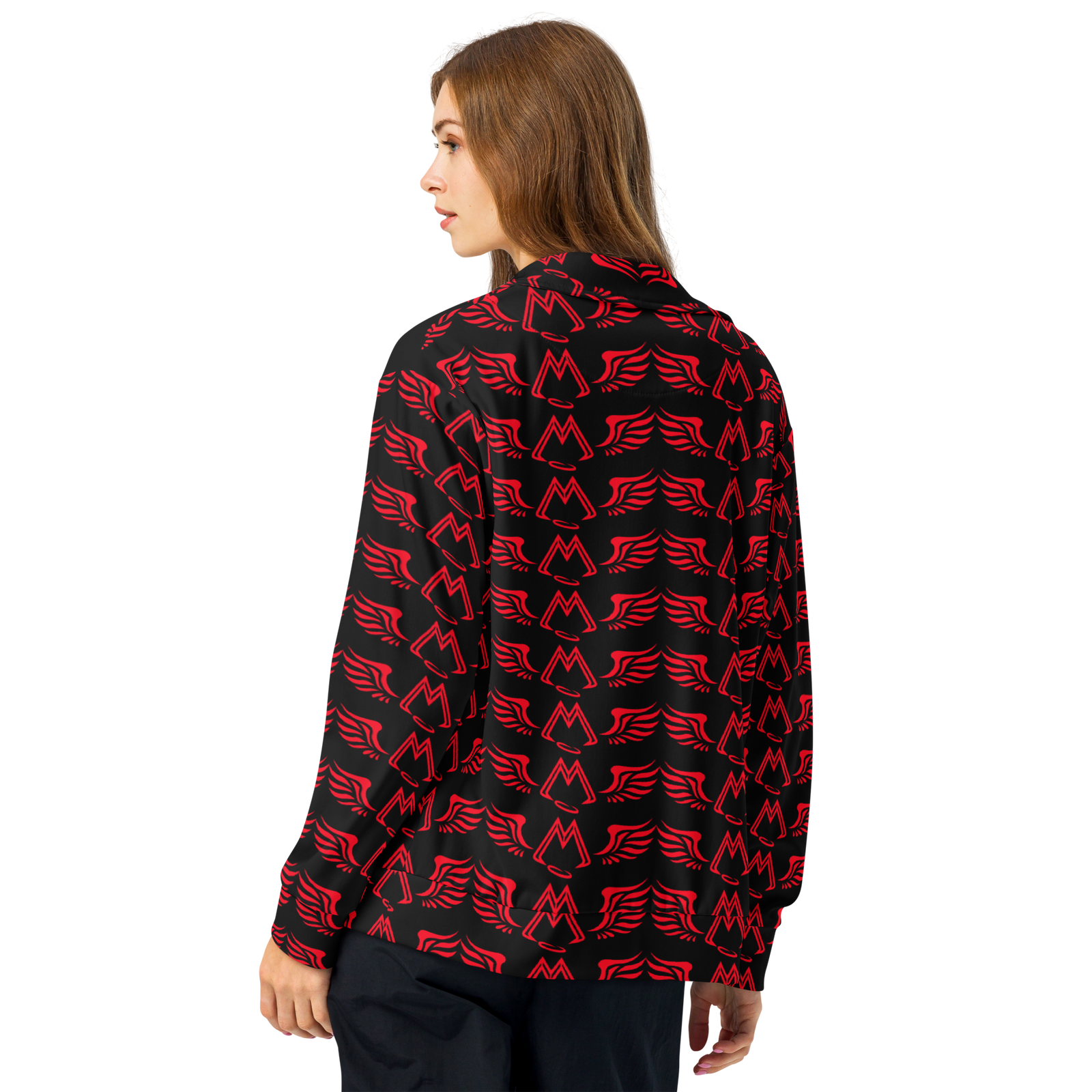 Black Unisex Track Jacket With Duplicated Red MM Iconic Logo