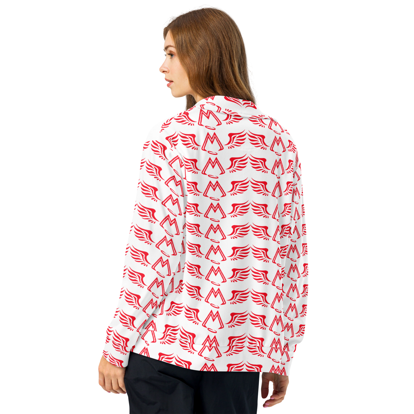 White Unisex Track Jacket With Duplicated Red MM Iconic Logo